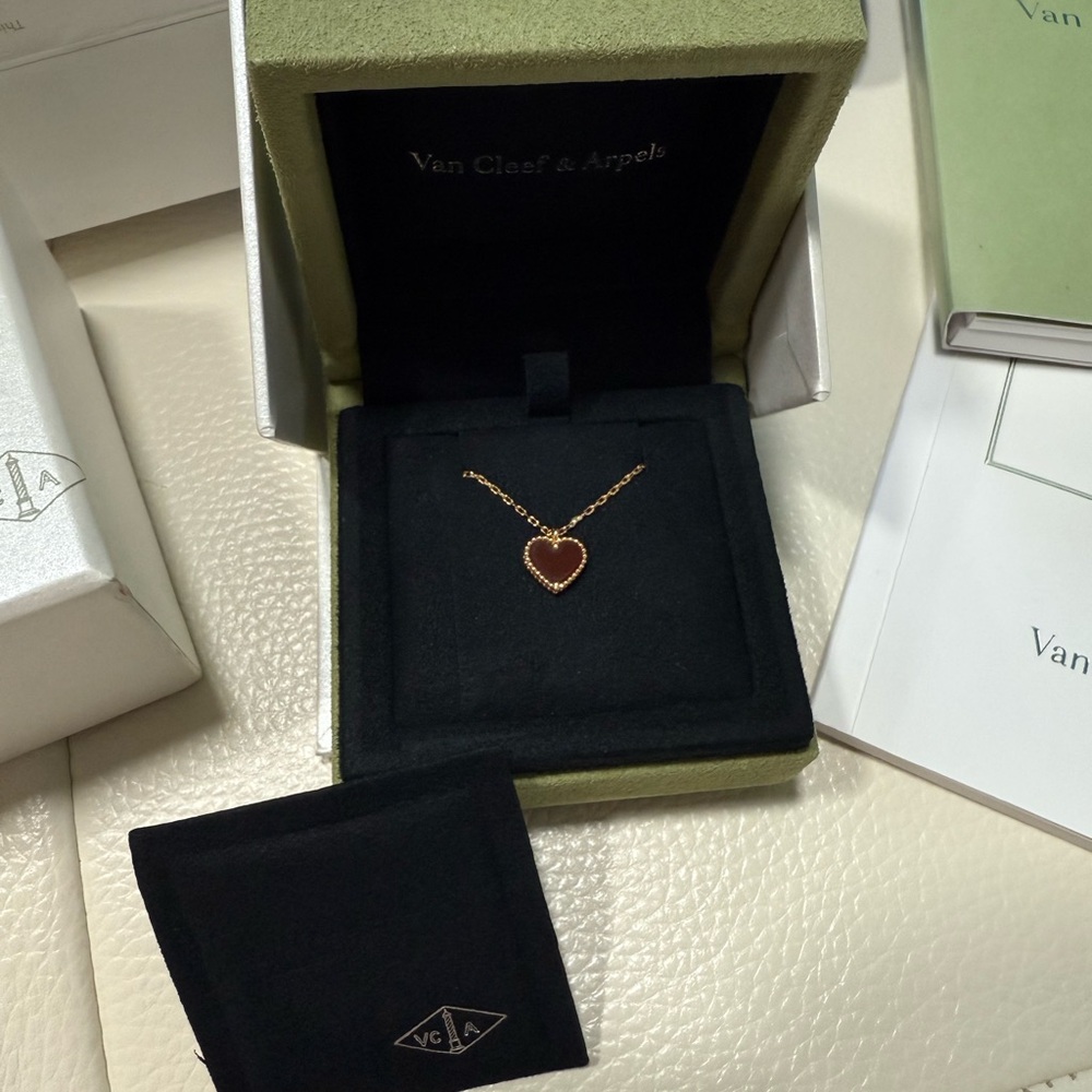 Van Cleef & Arpels Gold and Red Heart Necklace